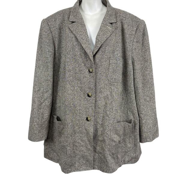 Talbots Silk & Wool Tweed Suit Jacket Blazer Beige Lined Italian Fabric sz 24W - Picture 1 of 16